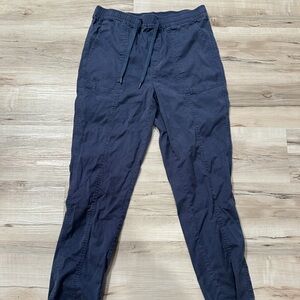 Blue Pants with Drawstring and Stretchy Waist